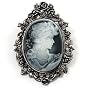 Vintage Cameo Brooch & Pendant (Black Tone) Avalaya