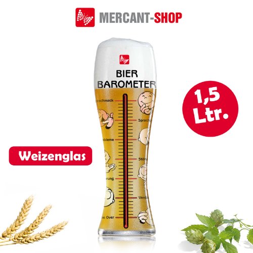 Bierglas - Weizenbier mit Barometer XXL, Inhalt 