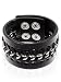 GUESS Black leather wristband with laced chain, BLACK