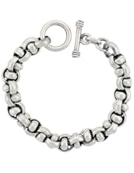 Sterling Silver Interlaced Circles Link Bracelet Toggle Clasp Handmade 7/16 inch wide, sizes 8, 8.5 & 9 inch