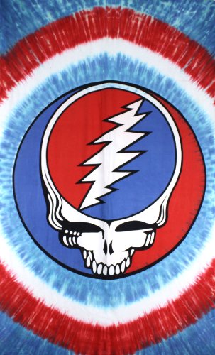 Sunshine Joy Grateful Dead Patriotic Steal Your Face Tie-Dye Tapestry Tablecloth Wall Art Beach Sheet Huge 60x90 Inches