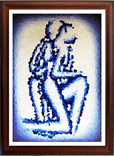 "Love Is in the Air" Framed Original Artisan Picture in Natural Wood Frame with Glass 20x30cm, Beauutifull Conremporary Sexy Abstract Nude Design Very Popular Theme