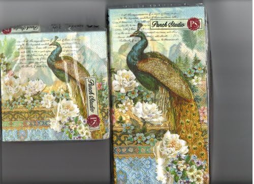 Punch Studio Vintage Peacock Floral Napkins (Beverage)