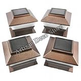 Set of 8 Bronze Finish Solar Power Light for 4 x 4 Deck & Post Cap