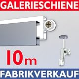 Galerieschiene 10m, Komplettset mit Zubehoer in weiss
