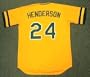 RICKEY HENDERSON Oakland Athletics Majestic Cooperstown Throwback Baseball Jersey, MEDIUM