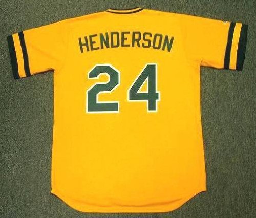 RICKEY HENDERSON Oakland Athletics Majestic Cooperstown Throwback Baseball Jersey, XL