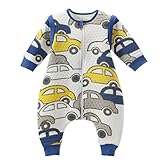 ベビー ロンパース 長袖 カバーオール 可愛い 長袖が取り外す可能 コットン 部屋着 カジュアル 車柄 ブルー 80-90cm