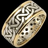 Ladies Medium Two Tone Pierced Sheelin Wedding Band - Made in Ireland