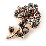 Tiny Black Crystal Calla Lily Pin Brooch (Gold Tone)