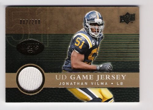 JONATHAN VILMA 2008 Upper Deck UD Game JERSEY GOLD PARALLEL Card #087 of only 200 made! New Orleans Saints Football