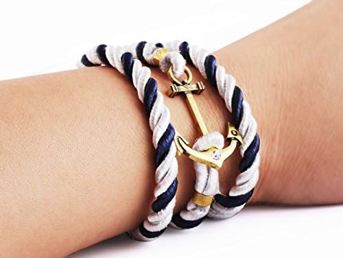 1pc Retro Fashion Style Navy Anchor Bracelet Hand-woven Bracelet