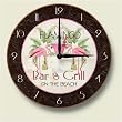 Pink FLAMINGO Bar & Grill Decorative Wood Wall Clock