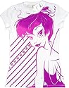 Disney Tinkerbell Fairy Image Heart Stripes White Juniors T-shirt Tee