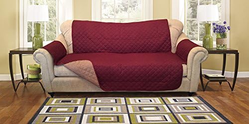 Reversible Furniture Protector with elastic strap. Comes in variation sizes. Choose from Sofa protector, Loveseat protector, and Chair protector. Protect your furniture from stains, spills, pets and children accidents (Sofa, Burgundy/Taupe)