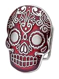 Aztec Skull Red Belt Buckle