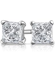 Princess Cut Diamond Earrings 1.0 Carat (ctw) in 14K White Gold