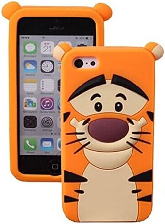 5S Case,iPhone 5S Case,iPhone 5S Silicone Case,Tribe-Tiger 3D Cute Cartoon Tiger Soft Silicon Gel Rubber Case Cover Skin for Apple iPhone 5S/iPhone 5(Tiger)