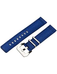 20mm Premium 2-piece Solid Navy Blue - Nylon Leather Nato Military Style Watch Strap / Band - Fits All Watches!!!