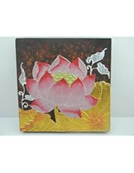 Home: Original Lotus Painting Acrylic and Gilded Art Beauty Lotus Thailand Wall Hanging Art Deco - Thailand