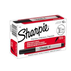 Sharpie 37001 Ultra Fine Point Permanent Markers, Black (Box of 12)