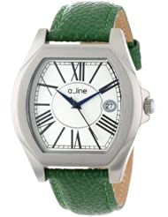 a_line Womens AL-80008-02-D-GN Adore Silver Dial Green Leather Watch