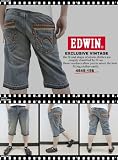EDWIN/エドウィン404XVSウエスタン刺繍入りジッパーポケット淡色ブルーハーフパンツ