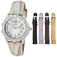 Invicta Women's 11782 Wildflower Mother-Of-Pearl Dial Silver Tone Leather Watch Set