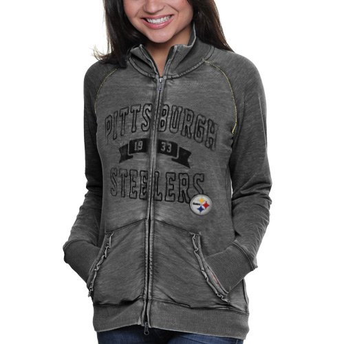 NFL Touch by Alyssa Milano Pittsburgh Steelers Ladies Star Athlete Vintage Slim Fit Track Jacket - Black (Medium) at Amazon.com