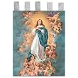 Church Banner - Immaculate Conception - Cotton Canvas with Archival Inks and UV Coating - Border Rings for Rod Hanging. Print Size 24"x36"