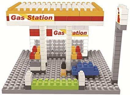 Otulet City Builder Series Gas Station Set Model Toy Building Blocks Mini Figure Nanoblocks Minifigure Diamond Building Set DIY (with Otulet® FREE Brick Separator)