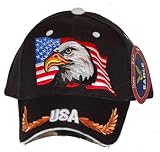 NEW AMERICAN EAGLE AND US FLAG BLACK HAT