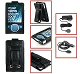 PCMICROSTORE Brand Combo 3n1 - (2nd Generation) Microsoft Zune 80GB Premium Leather Case with Swivel Belt Clip - Bundled with 12v Rapid Premium Car Charger and Home Travel Wall AC Adapter Charger
