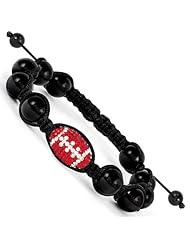 Swarovski Elements Madison Spirit Football & Onyx Macrame Bracelet