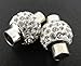 Beads Direct USA Kumihimo/Leather End Cap Magnetic Clasp (3 Sets) with Crystal Pave Beads - 6mm-Hole