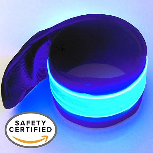 LED Safety Slap Band Armband for Cycling, Running, Jogging, and Walking - Best Reflective Flip Belt for High Visibility - Best Safety Gear for Women, Men &amp; Kids - Safer Than a Reflective Vest - Blue