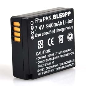 DMW-BLE9, DMW-BLE9E, DMW-BLE9PP compatible Li-Ion Battery (940mAh) for Panasonic Lumix DMC-GF3, DMC-GF3K, DMC-GF3R, DMC-GF3P, DMC-GF3T, DMC-GF3W, DMC-GF3CW, DMC-GF3CT, DMC-GF3CR, DMC-GF3CK