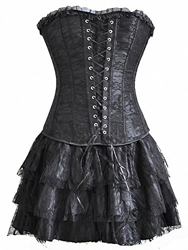 Topmelon Womens Fashion Gothic Boned Corset Bustier Skirt