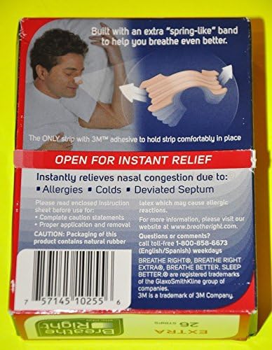 1X Breathe Right Extra Nasal 44 Tan Strips Snoring Adult Nose Sleep Aid Sleeping