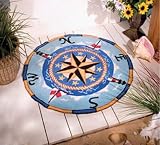 Nautical COMPASS ROSE ship lighthouse THROW RUG mat