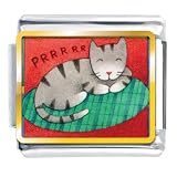 Animal Photo Sleeping Kitty Cat Italian Charms Bracelet Link