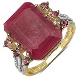14K Gold Plated 6.90 ct. t.w. Ruby and Rhodolite Ring in Sterling Silver
