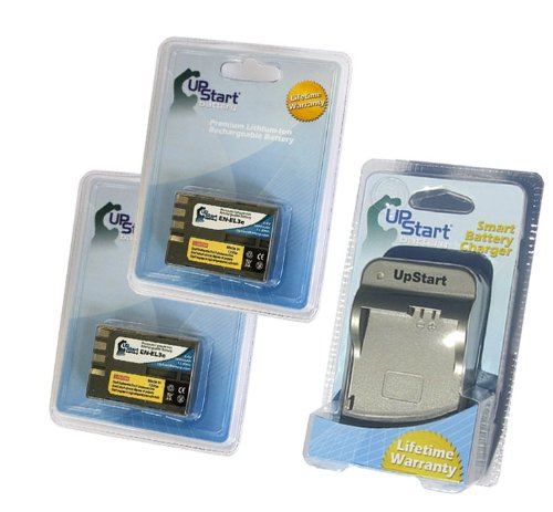 2x Pack - Nikon MB-D200 Grip Battery + Charger - Replacement for Nikon EN-EL3E Digital Camera Battery and Charger (1600mAh, 7.4V, Lithium-Ion)