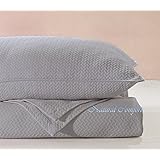Natural Comfort Matelasse Blanket Coverlet, Herringbone Pattern, Light Grey, King