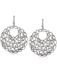 Lauren Harper Collection Milky Way 18k White Gold and Rose Cut White Sapphire Open Circle Earrings