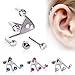 Ear Cartilage Ring Stud Jewelry Triple Trident Lobe Earring Round CZ 18G