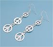 Peace Sign Earring - Sterling Silver - Earring Height: 45 mm