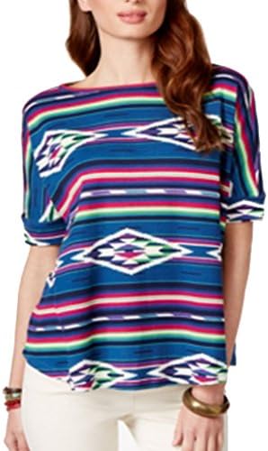 American Living Womens Southwest Printed Waffle Top Large Multi