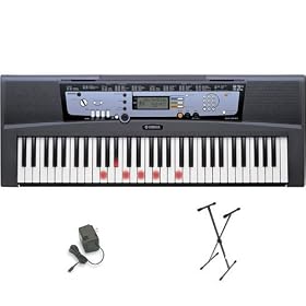 Yamaha EZ-200 61 Full-Sized Touch Keyboard w/ AC Adapter and Stand: Musical Instruments