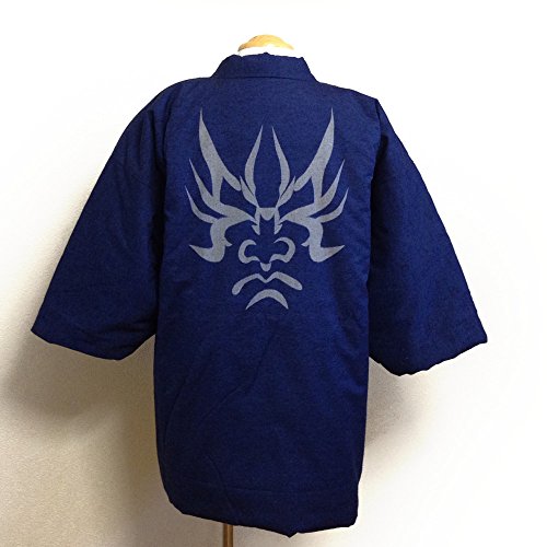 【日本製】江戸てんオリジナル!久留米手づくり綿入れ半纏(はんてん)抜染 (フリー, 隈取【青紺】) 【日本製】江戸てんオリジナル!久留米手づくり綿入れ半纏(はんてん)抜染 (フリー, 隈取【青紺】)